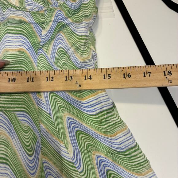 For Love & Lemons Green Bustier Yori Chevron Mini Dress Sz Large MSRP $212 - Picture 15 of 16